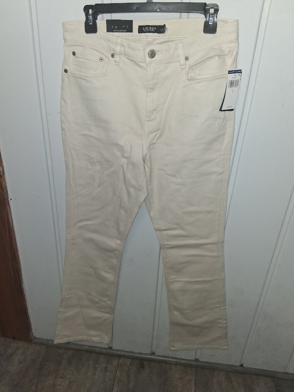 Lauren Ralph Lauren Cream Denim Boot Leg High Rise Jeans NWT Sz 10